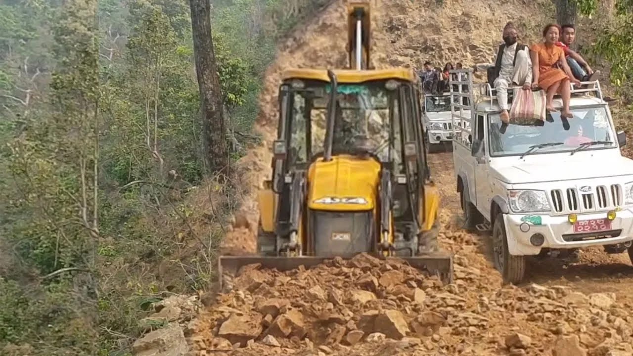Drivable but Dangerous-Heavy Rainfall Affected Rural Village Mountain Road Work