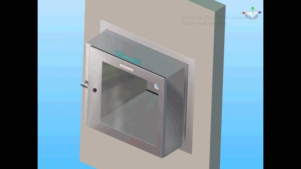 Wall mounted clean room pass-thru frame installation
