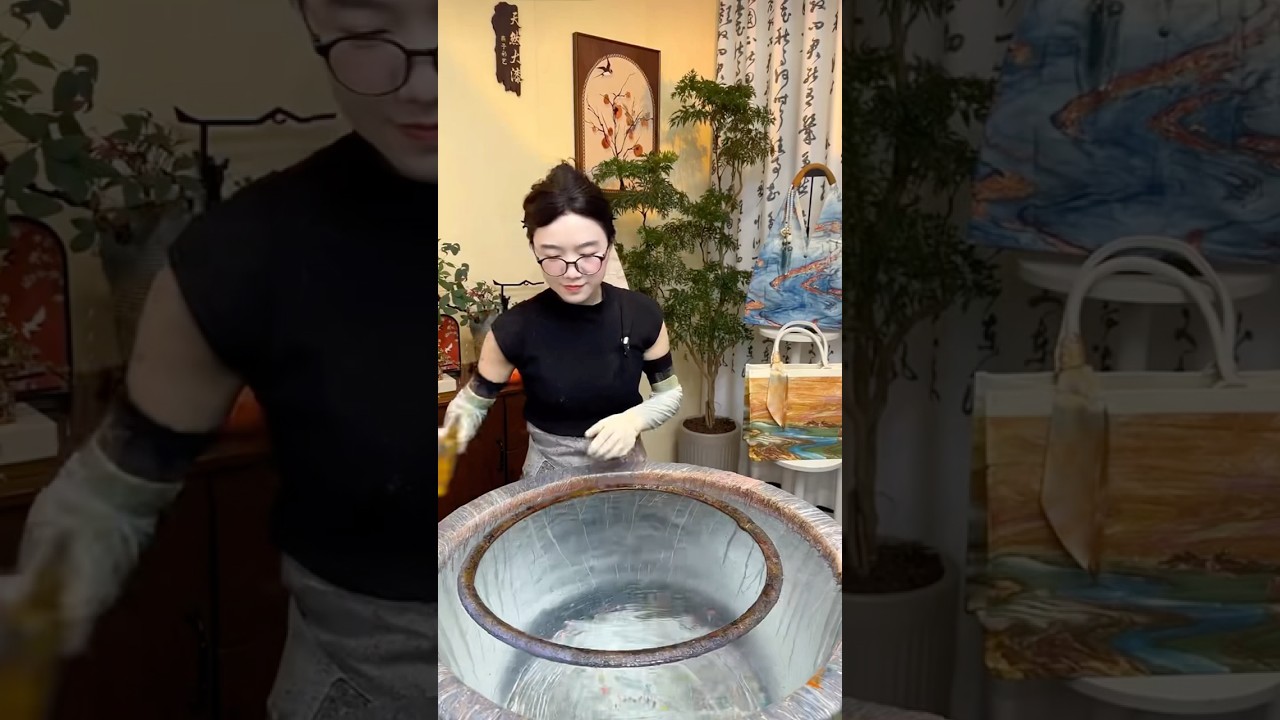 Use the color scheme mix with water to have the forest and the sky for made a beautiful bag
