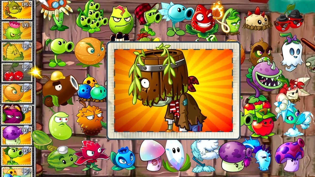 Every Plant Power-Up! Plants vs Zombies 2 vs Barrelhead Zombie PVZ Plantas Contra Zombies 2 Update