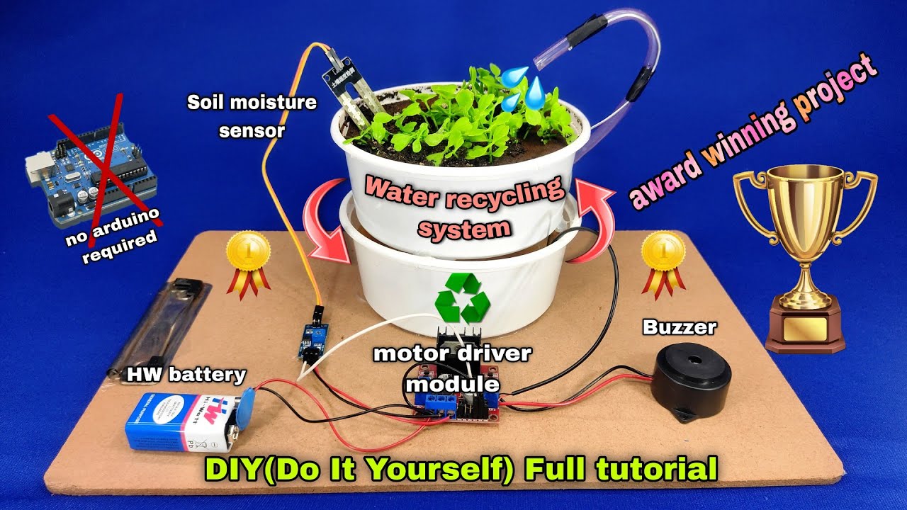 award winning science project || smart automatic plant watering system with water recycling ♻️