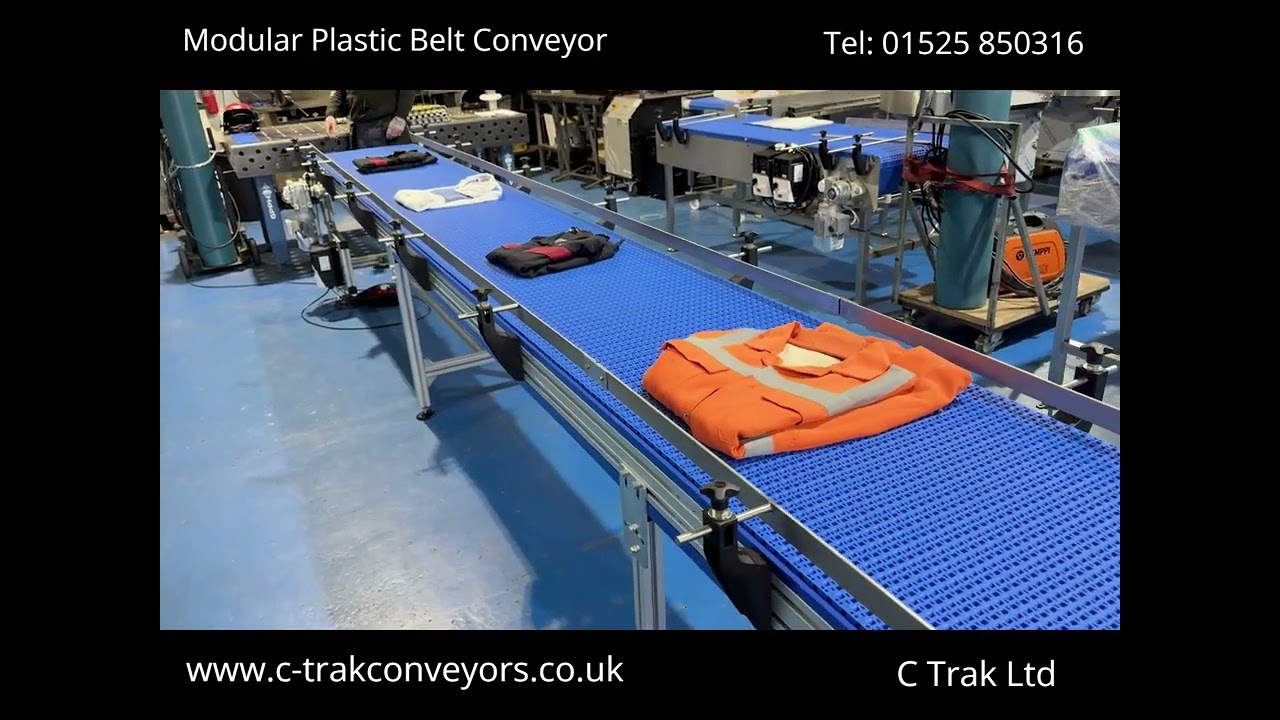 Modular Plastic Belt Conveyor UK Fabricated in Aluminium at C Trak Ltd