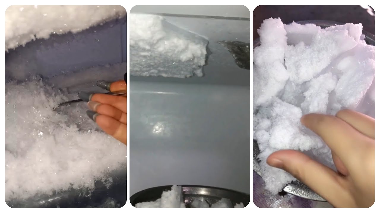 [ASMR] ICE SCRAPING & FREEZER FROST ICE EATING VIDEOS 🤍 25