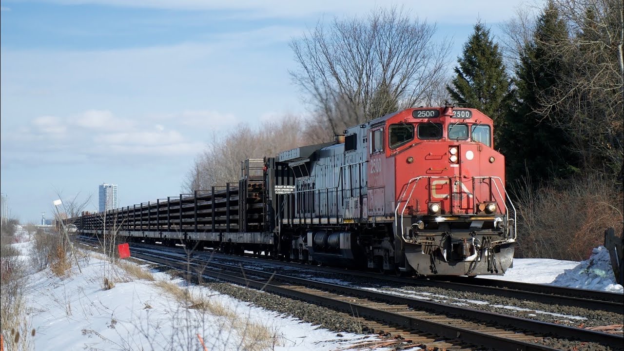 9WL LEADING! CN W100 work train with 2500 class leader leading!!!