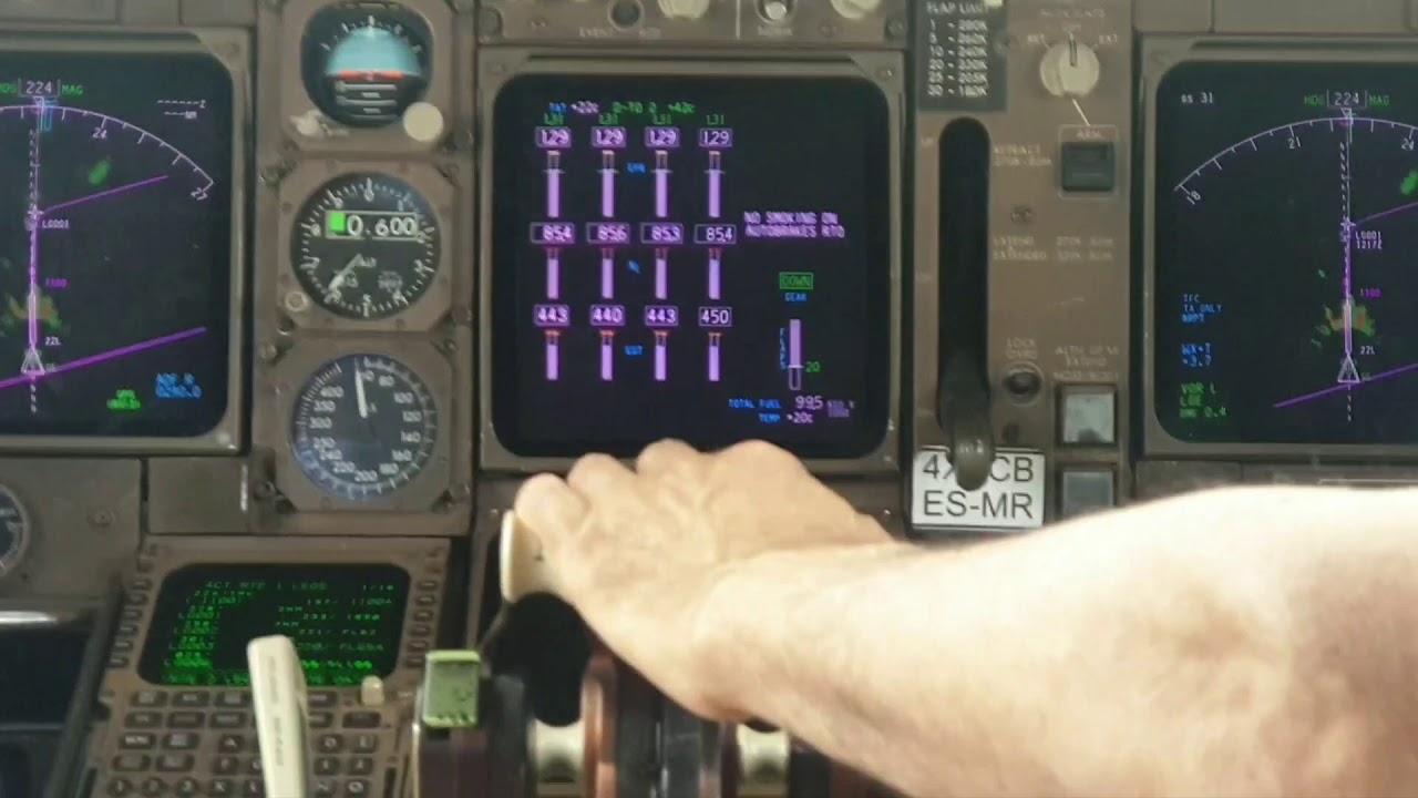 Cockpit view of BOEING 747  starting engines, taxi and TAKEOFF