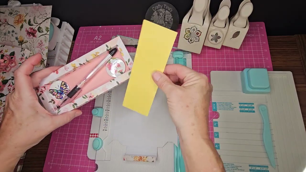 Shadow Box Punch Board matching pen holder. We R Makers.