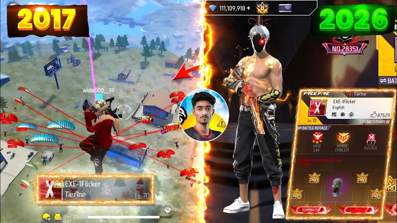 2017 সালের RHK FLICKER Vs 2026 সালের RHK FLICKER 😱|| Free Fire Old Player 2017 Vs 2026 - Free Fire