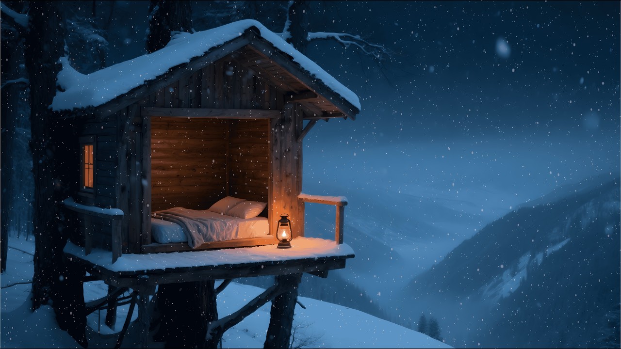 If You’re Awake at late night, Escape to This Snowy Cabin ❄️ 3 Hour Deep Sleep Music for Insomnia