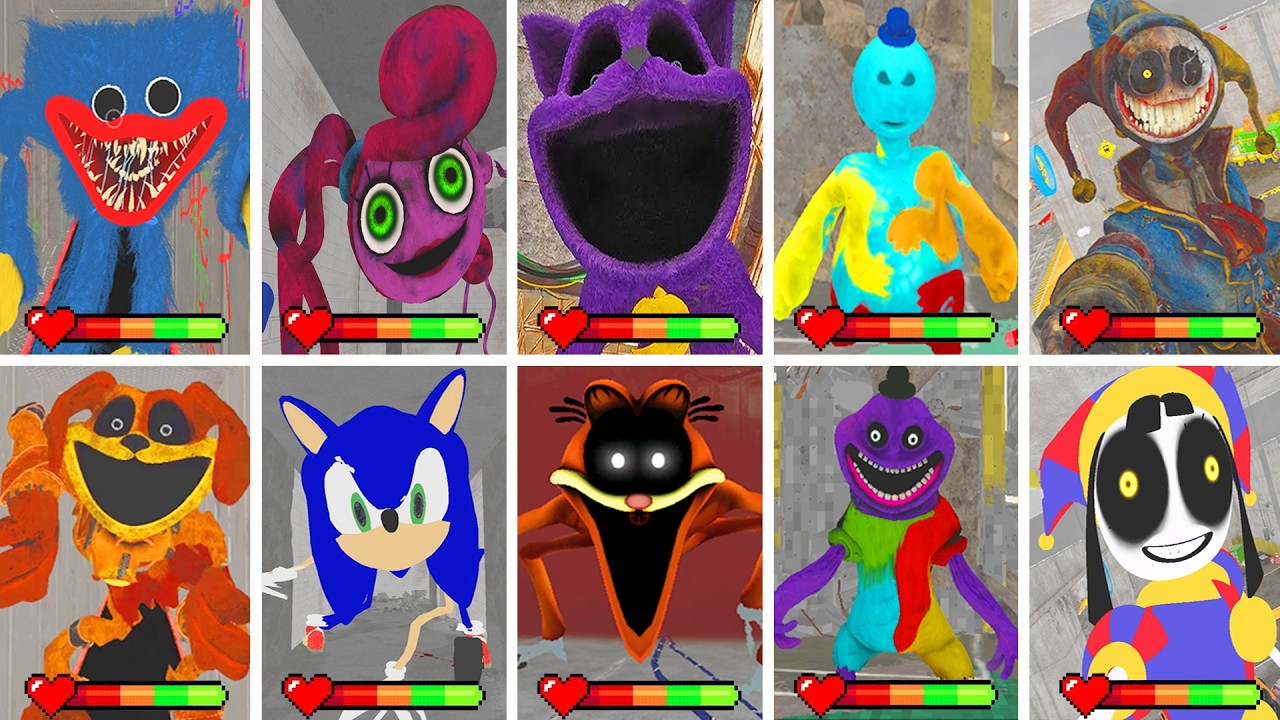 Poppy Playtime: Chapter 5 Mods - All BOSSES and JUMPSCARES With HEALTHBARS