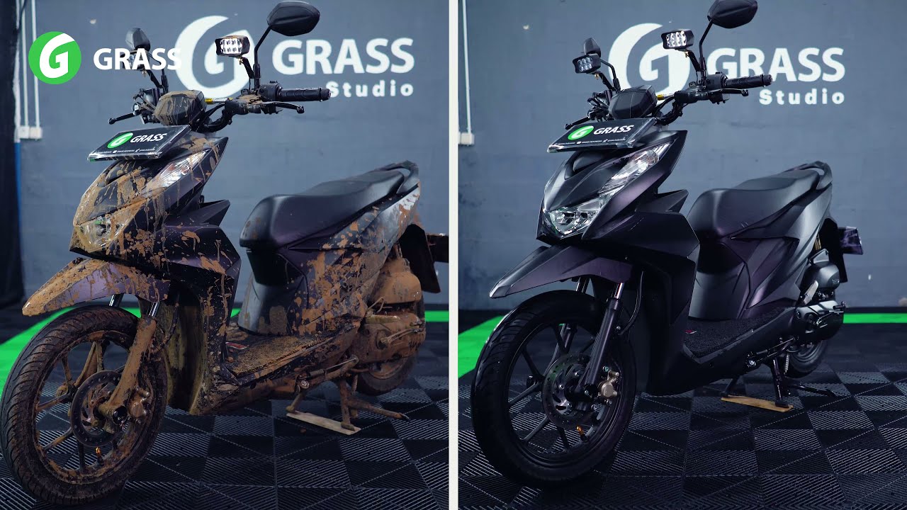 ASMR VIDEO : CUCI MOTOR TANPA SENTUH BY GRASS ( Touches Bike Wash ) #asmr | Touchless Shampoo