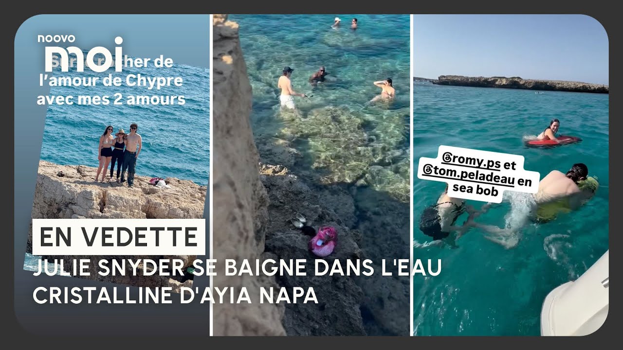 Julie Snyder swims in the crystal clear waters of Ayia Napa with Romy and Thomas