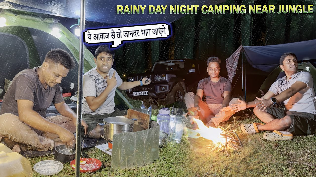 🌧️🌙 Jungle Rainy Night Camping & Fishing 🎣 | Cozy Tent ⛺ Tarp Vibes ✨ | Wild Camp Vlogs 🌲🔥