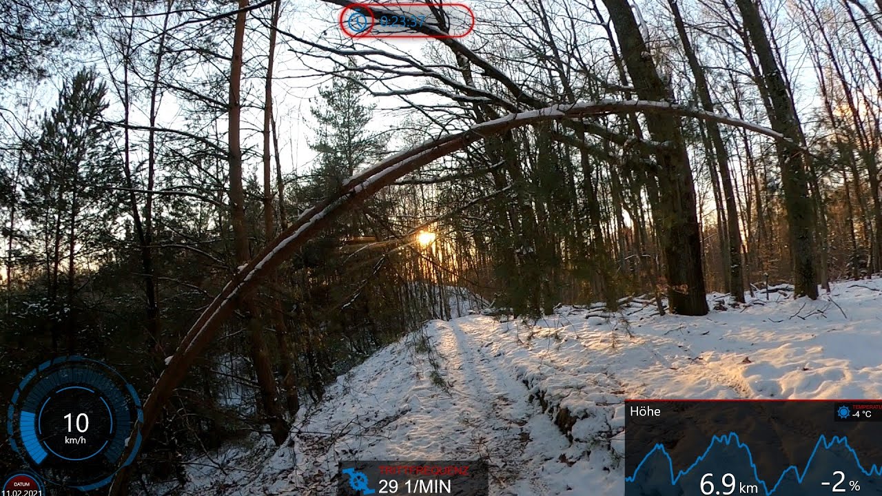 55 minute Winter MTB Trail Fat Burning Indoor Cycling Workout 🚵&zwj;♀️🥶😎💨 Garmin 4K