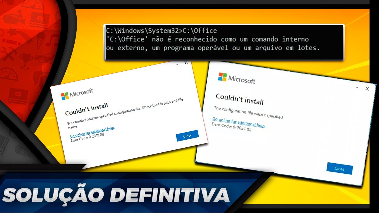 SAIU! RESOLVENDO PROBLEMA do PACOTE OFFICE! CÓDIGO de ERRO 0-2048(0) e 0-2054(0) - PT-BR