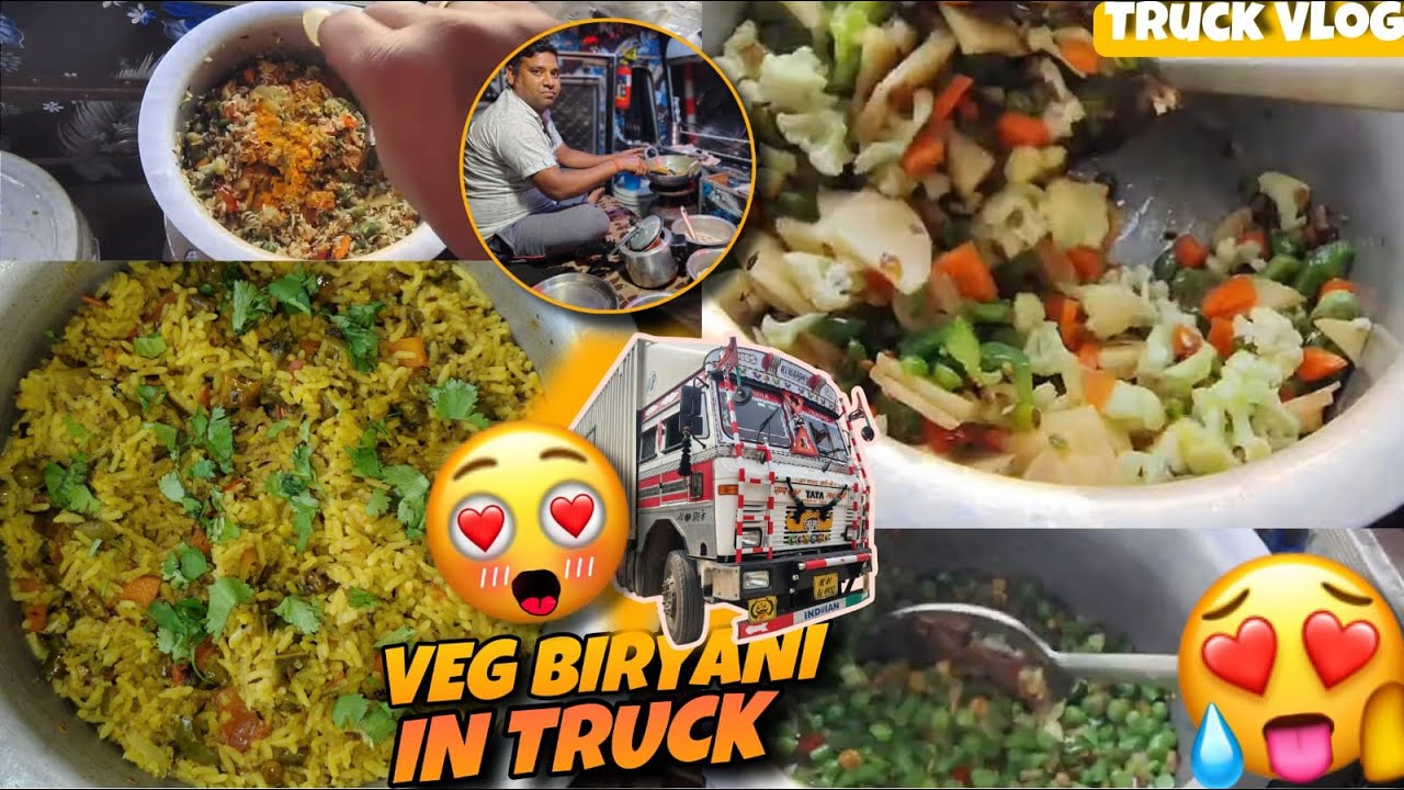 Desi Veg Biryani in Truck 😍 | All Day Cooking Real Truck Life Vlog #truckdriver #vlog