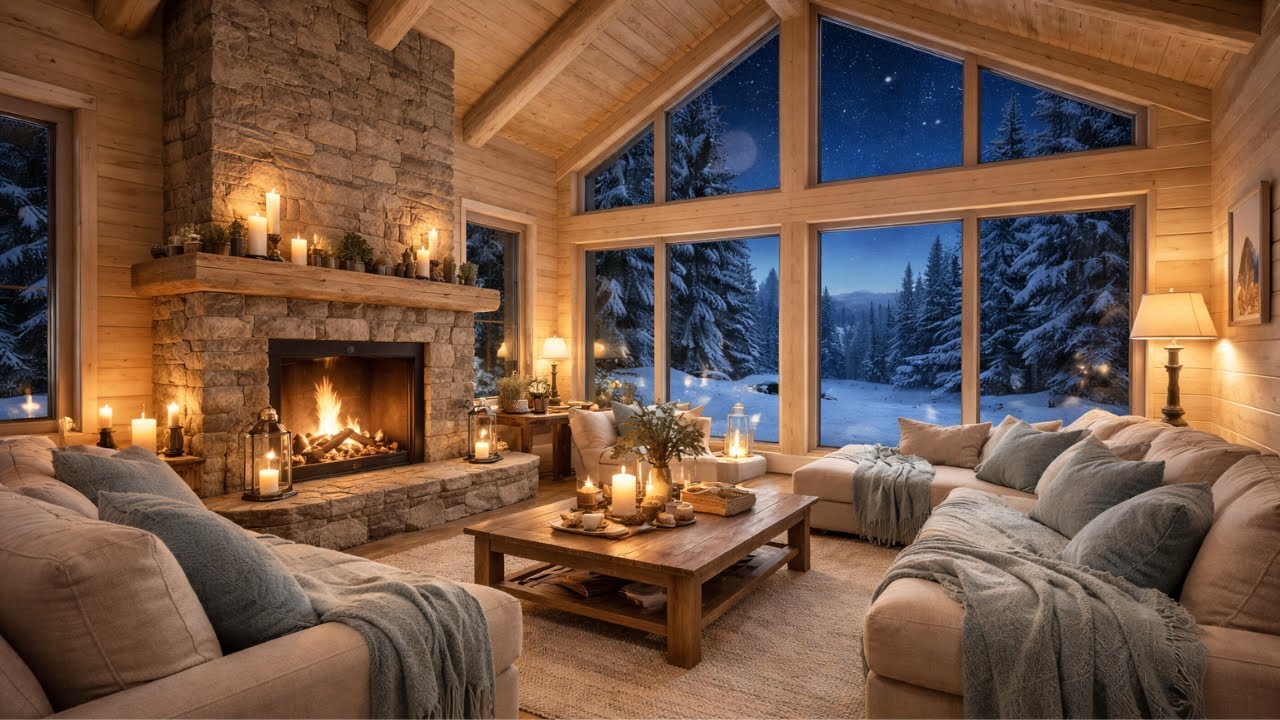 5 Hours of Healing Piano 🕯️ Deep Meditation & Soul Recharge | Winter Cabin Fireplace