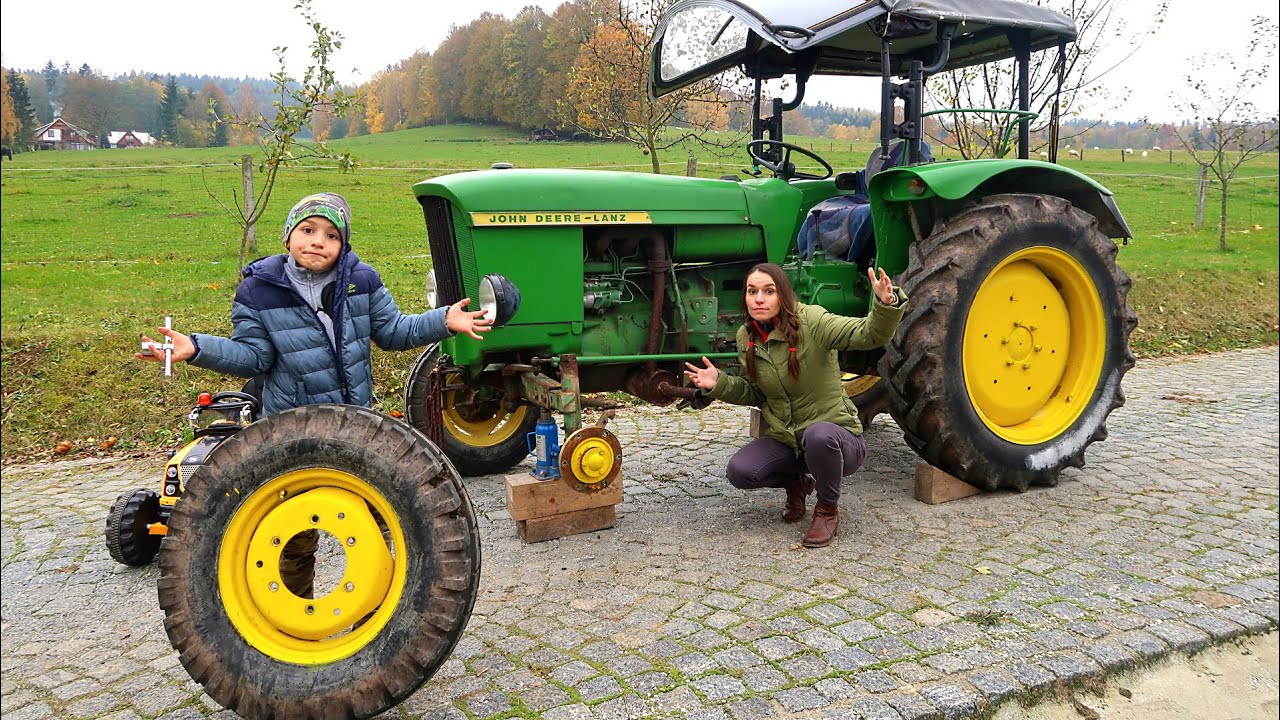The wheel fell off on Tractor! Liam to the rescue on power wheels