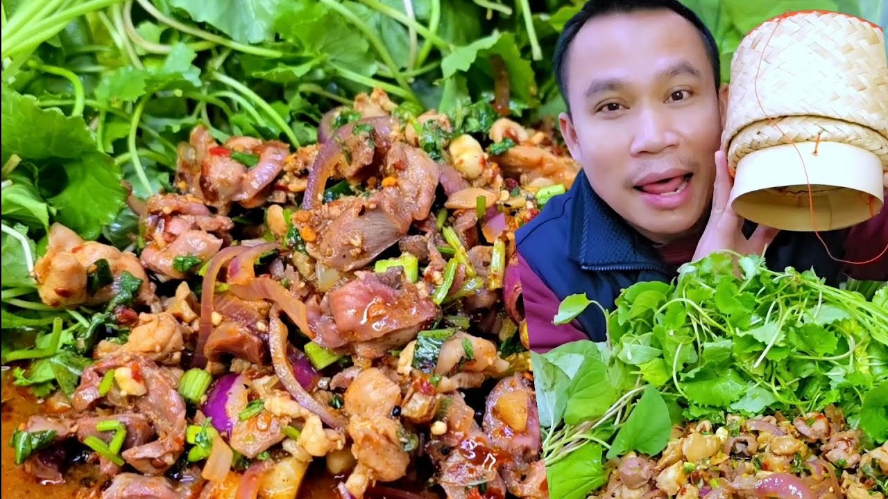 ลาบเอ็นข้อไก่ รสจัดๆพริกลาบมะแข่นหอมๆแซ่บๆ