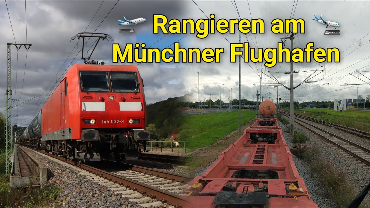 Rangieren am Münchner Flughafen, ein Kesselzug muss ins Tanklager am Flughafen München