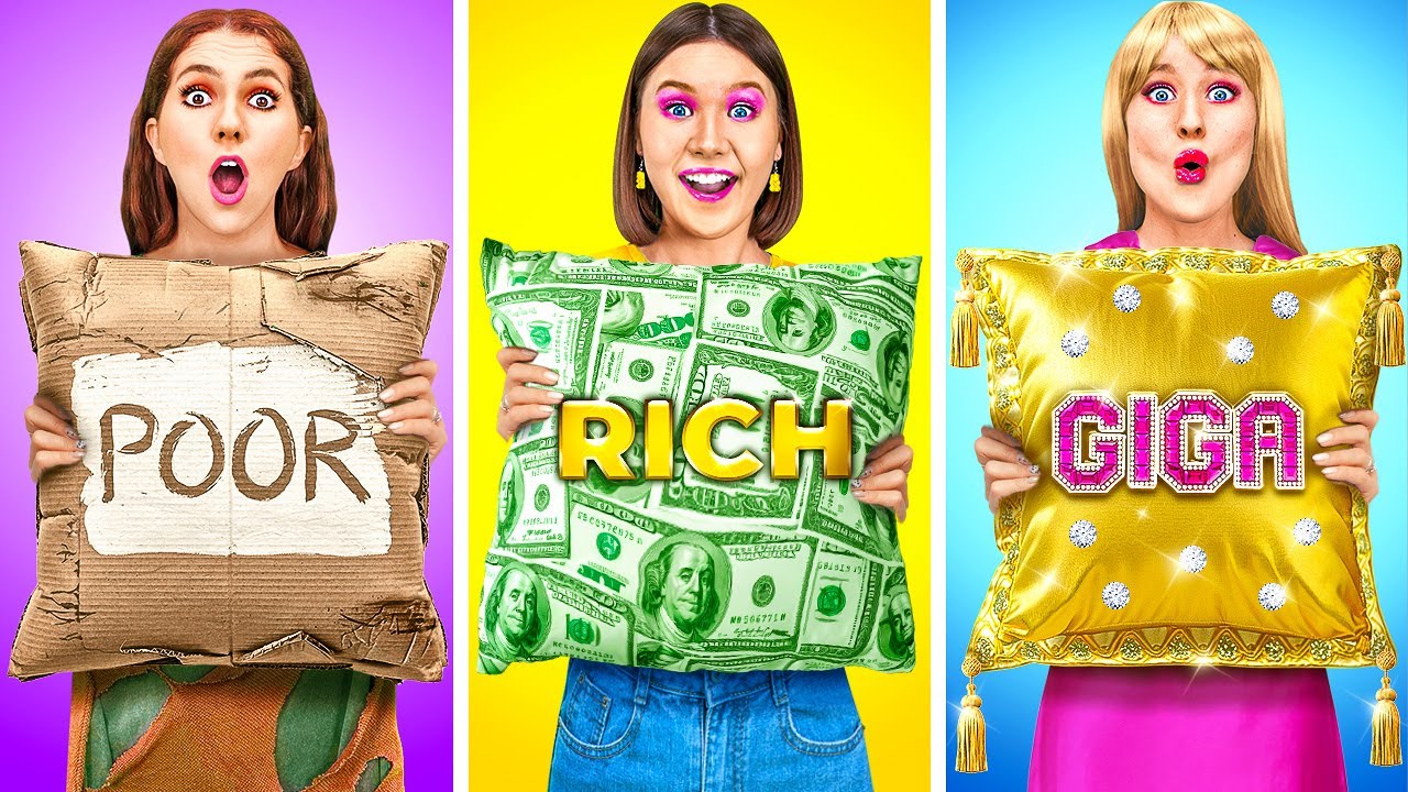 Armes M&auml;dchen bei einer reichen Pyjamaparty - REICH vs. PLEITE vs. GIGA REICH | Lustige Geschichte