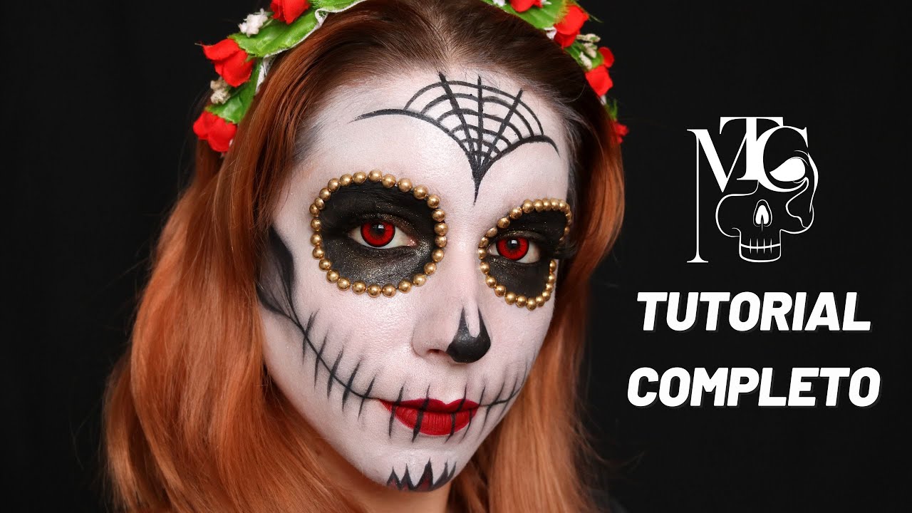 MAQUIAGEM DE CAVEIRA MEXICANA • Tutorial de maquiagem artística de Catrina