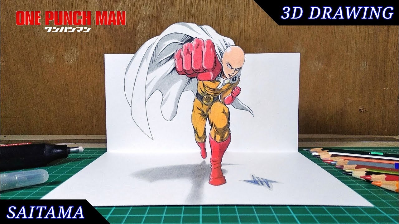 3D Drawing Saitama - One Punch Man | Time Lapse