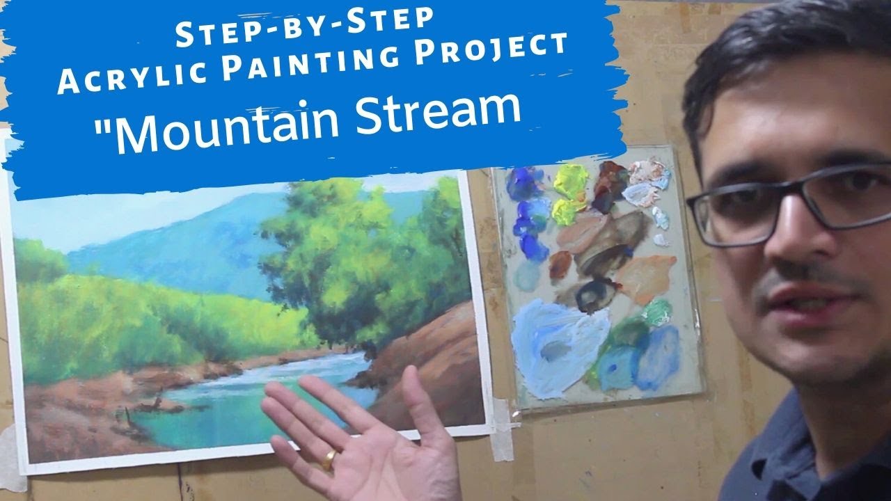 Learn To Paint A Mountain Stream - Acrylic Painting For Beginners