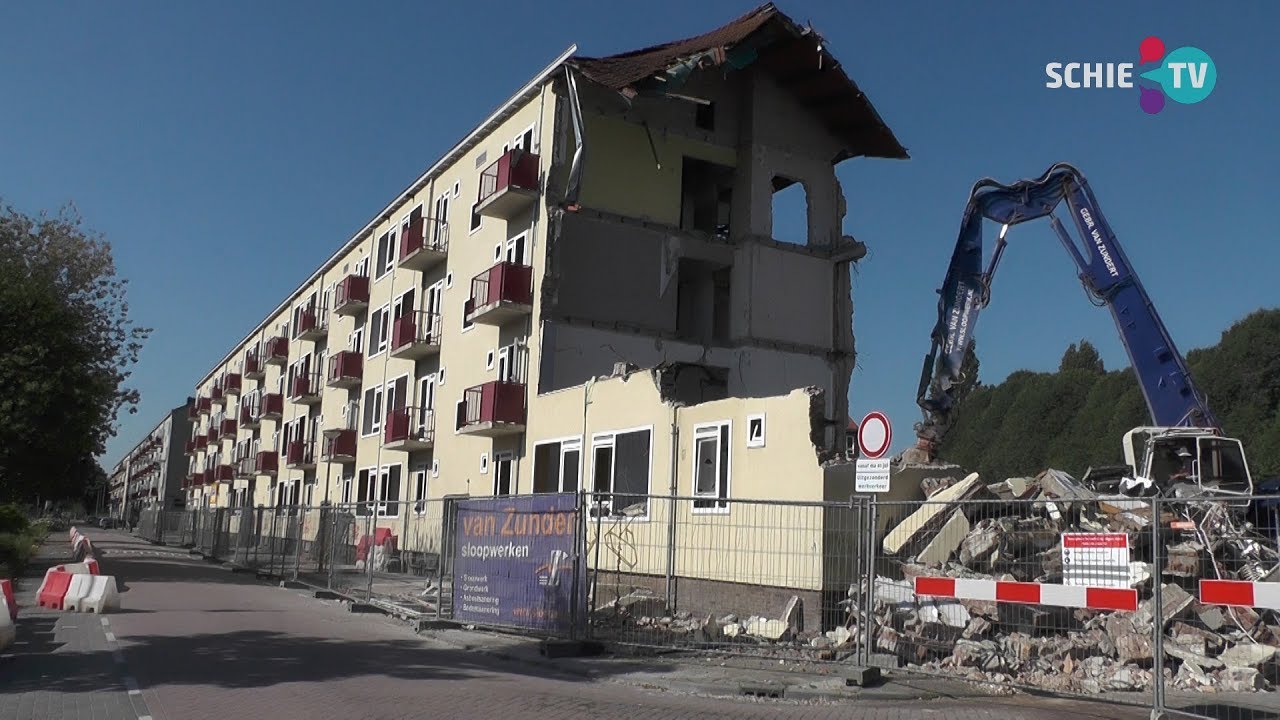 SCHIE TV: Laatste oude flats en winkels worden gesloopt in Schiedam Oost