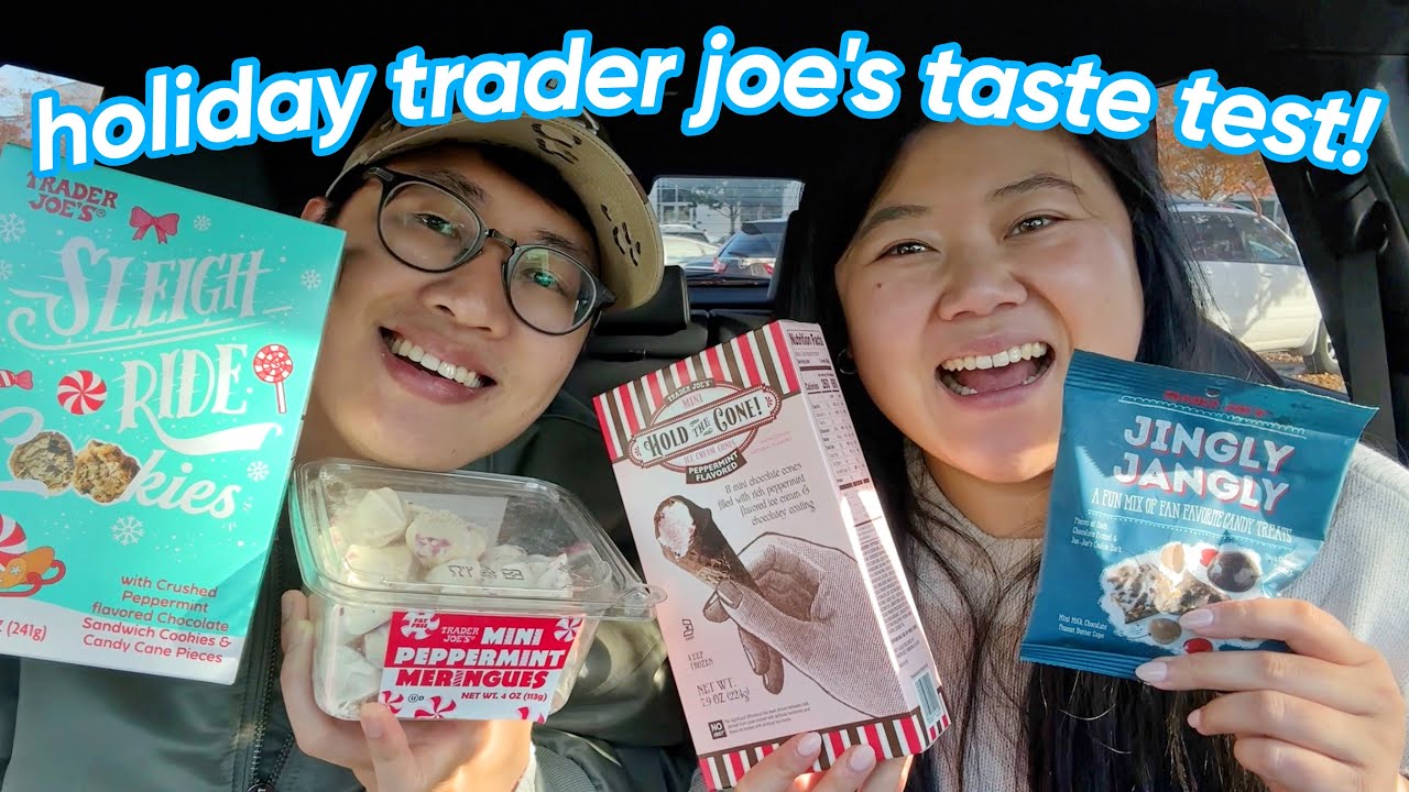 trying EVERY holiday item at TRADER JOE'S! 😋🎄 + hilarious disney drawing contest 🤣 | VLOGMAS DAY 11