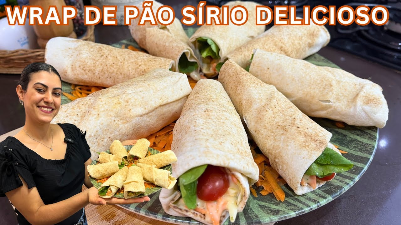WRAP DE PÃO SIRIO COM PATÊ DE QUEIJO E CENOURA! 