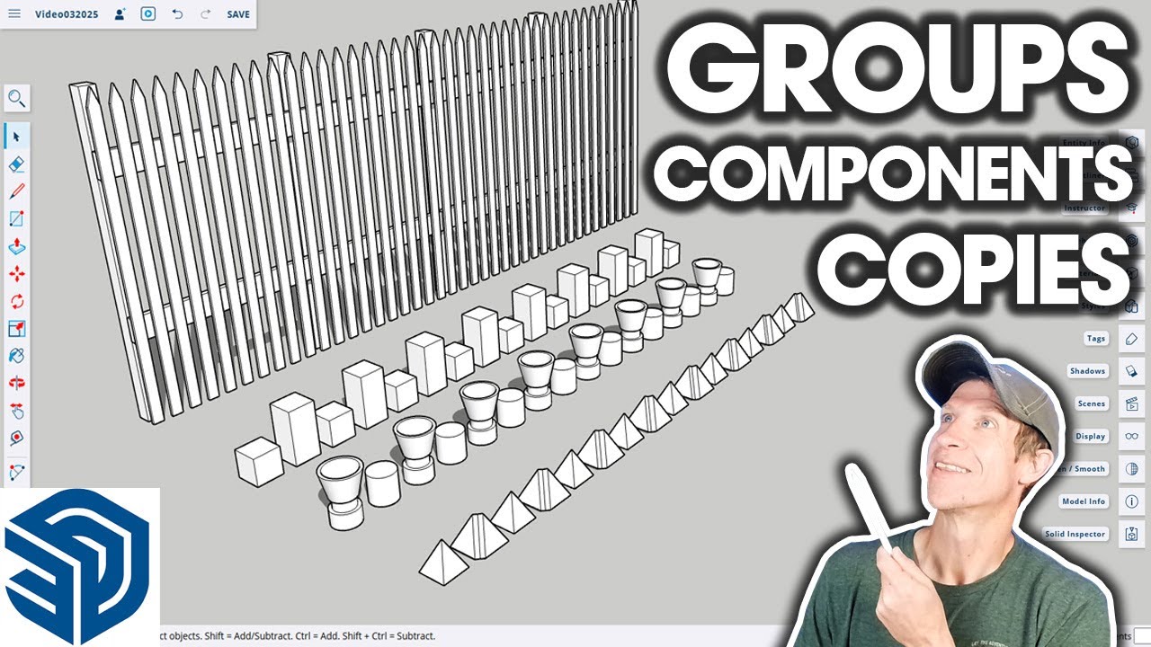 GETTING STARTED with SketchUp Free in 2025 - Lesson 3 - Groups, Components and Copies (DON'T SKIP)