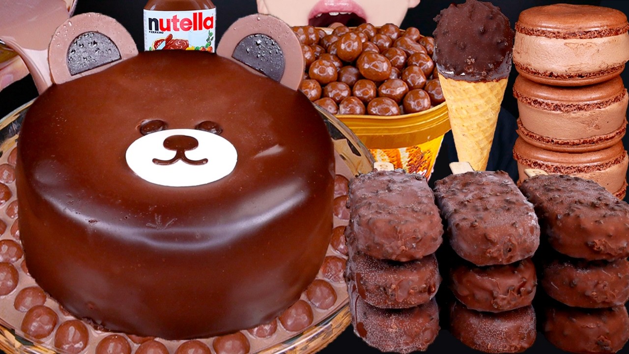 ASMR ARTISEE CHOCOLATE ICE CREAM CAKE NUTELLA DESSERT MUKBANG 초콜릿 먹방 チョコレート 咀嚼音 EATING SOUNDS