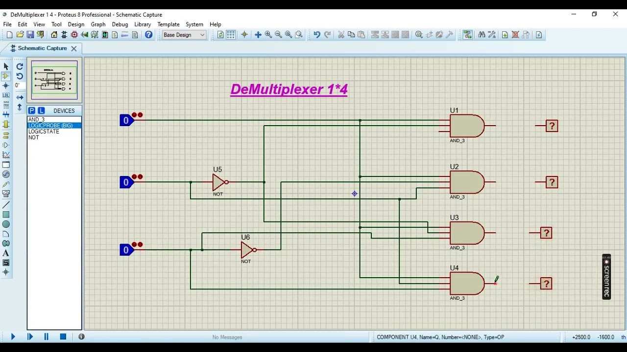 DLD LAB 7 #DeMultiplexer 1*4 #Proteus Simulation #Kanwal's official