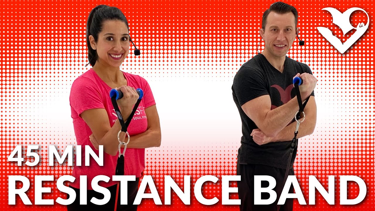 45 Min Full Body Resistance Band Workout - Exercise Band Workouts for Arms, Legs, Chest, Back, Abs