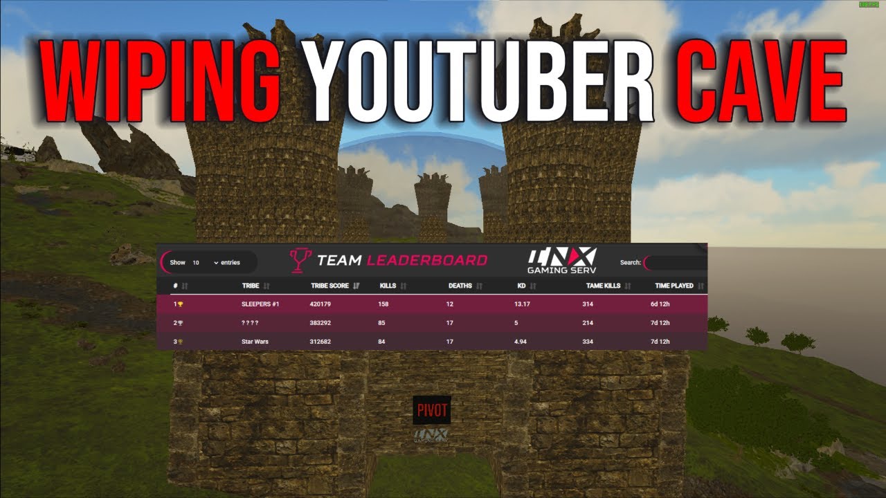 WE WIPED THIS OP YOUTUBER CAVE and Fought the entire cluster at swamp cave - INX 4MAN - ARK PvP