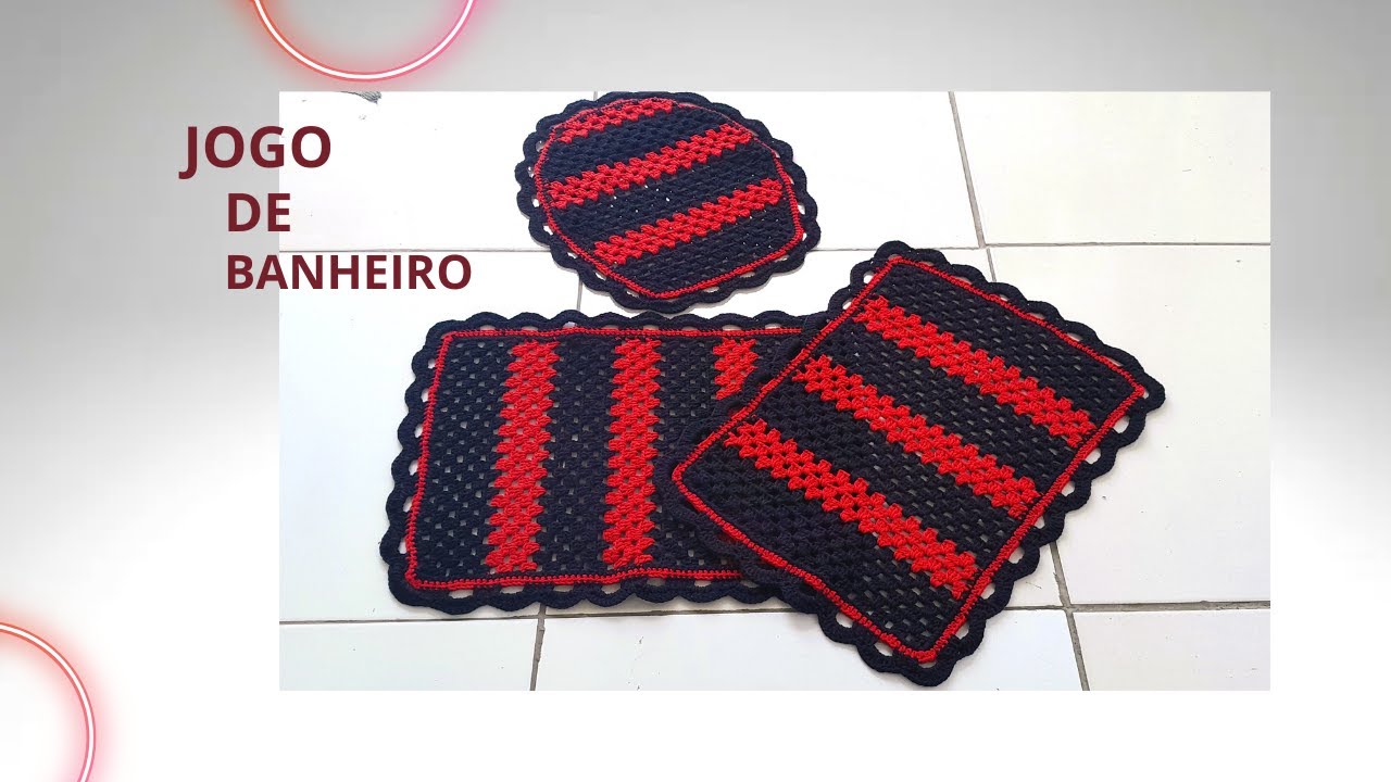 JOGO DE BANHEIRO EM CROCHÊ FLAMENGO/TAMPA DO VASO#croche #tampadovaso#jogodebanheiroflamengo