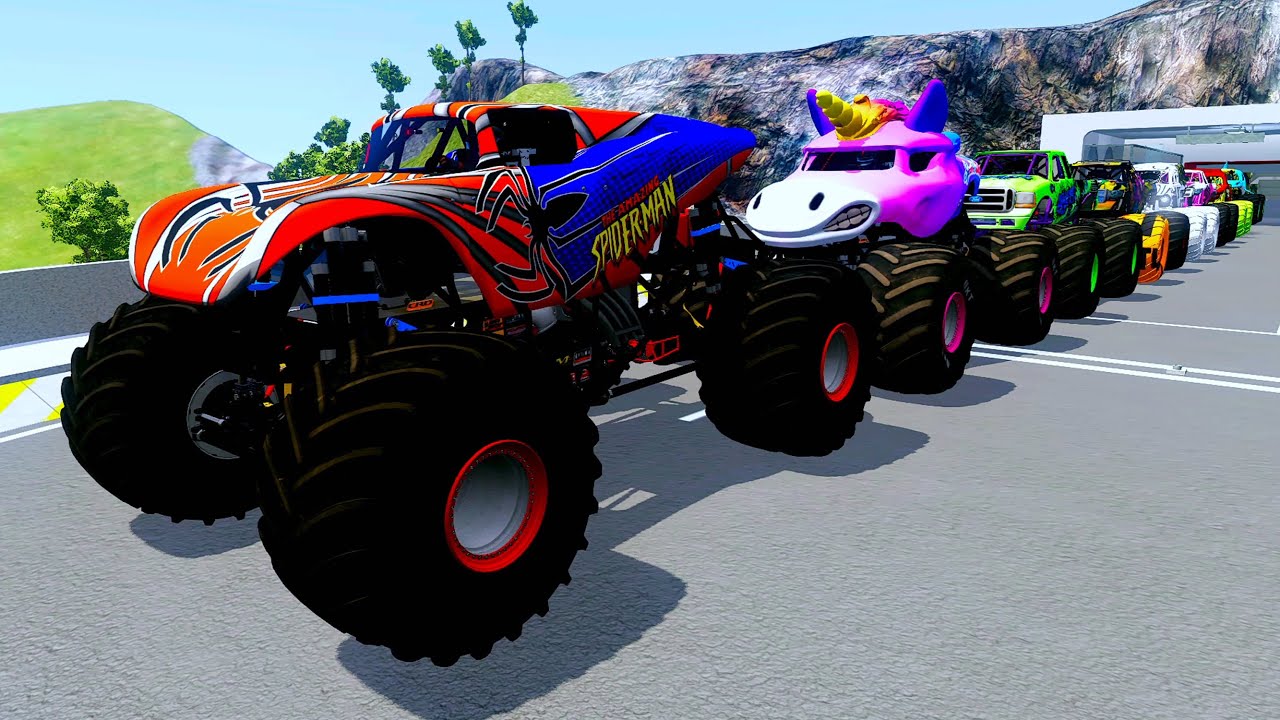 Epic High Speed monster trucks jumps & crashes #001 | BeamNG Drive