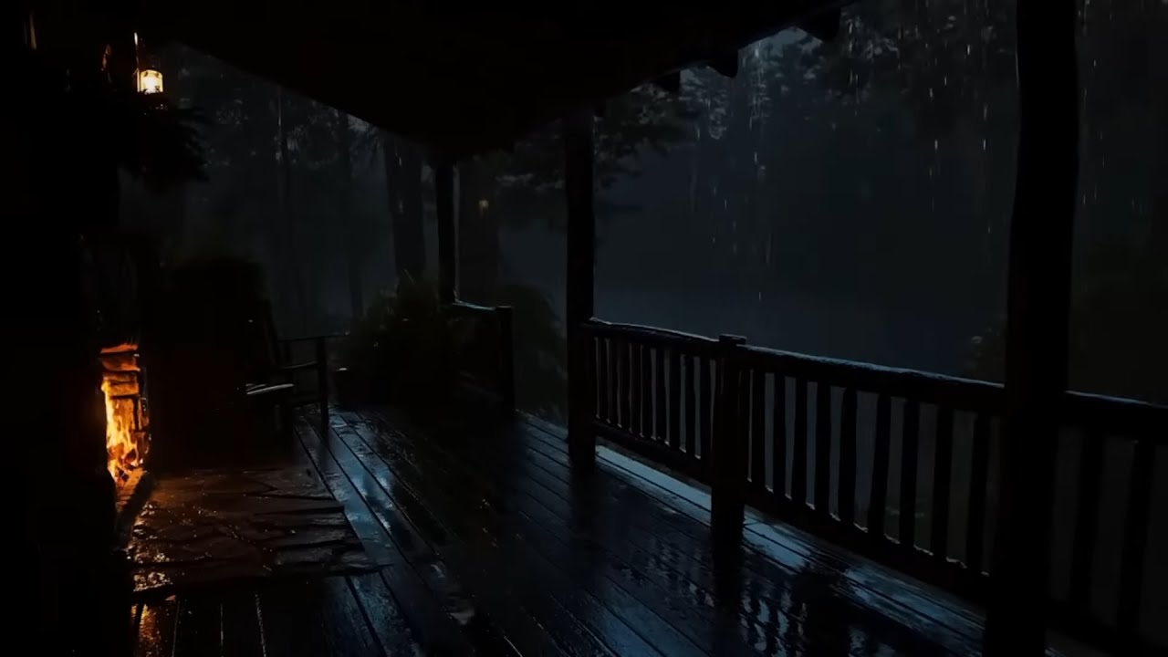 No Ads, Calm Rain in Forest Shelter 🌦️🏕️ Cozy Fire Sounds & Quiet Rain for Restful Sleep 🌜