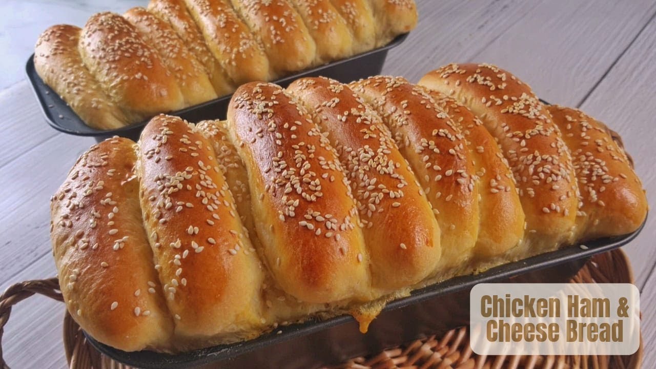 Roti Ham Ayam Berkeju | Chicken Ham and Cheese Pull Apart Bread | Breadmaker