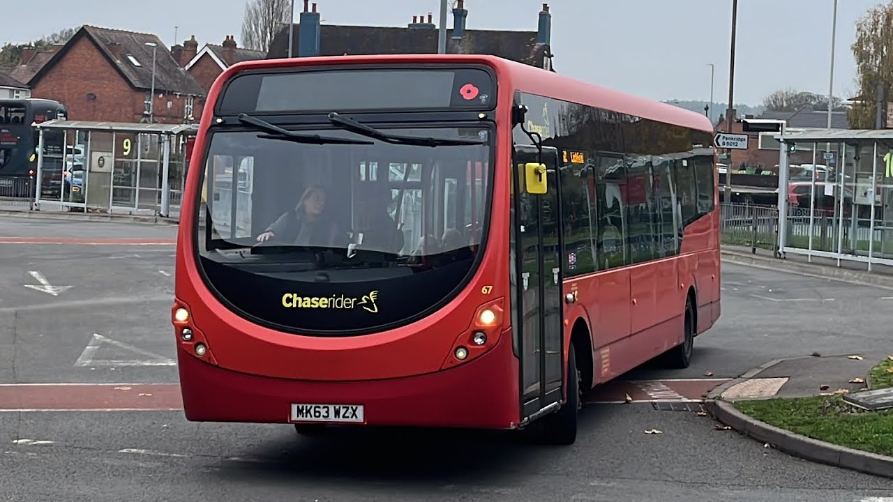 Chaserider 67 MK63 WZX Wright StreetLite DF Departing Cannock Bus Station 5/11/2024