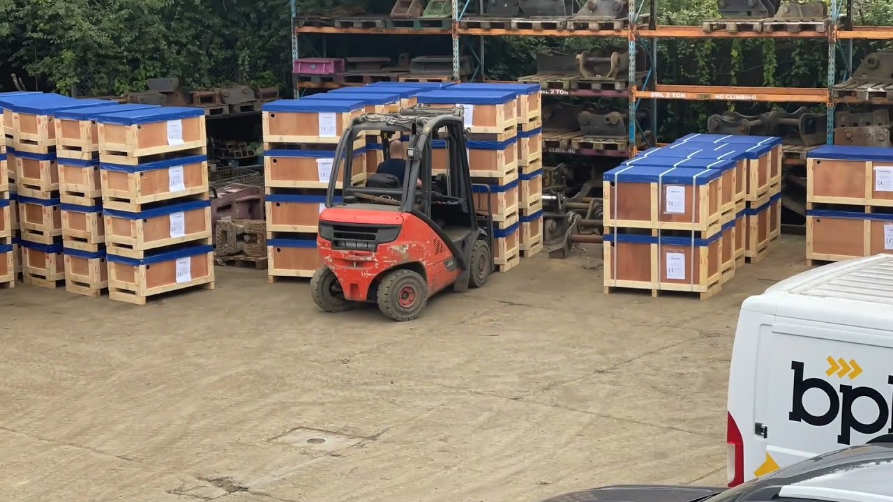 PRODEM Hydraulic Hammers lorry being unloaded at BPH Attachments, Billingshurst, West Sussex