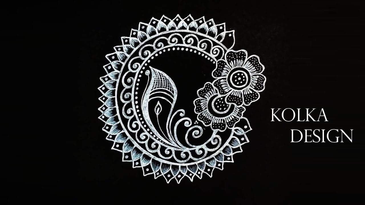 Beautiful Kolka Design | Easy Alpona Art Drawing Tutorial | Traditional Alpona Style