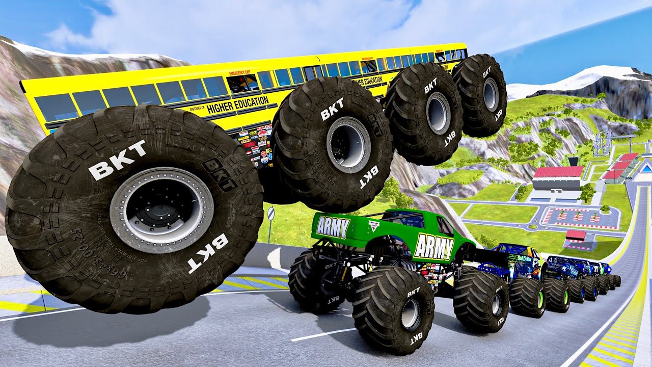 BeamNG: Insane Monster Truck Car Jump Fails!