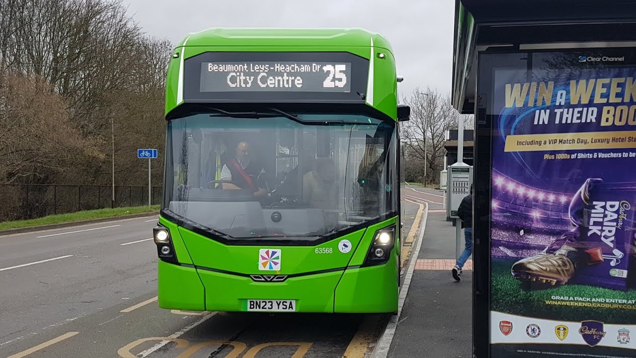 *NEW ANNOUNCERS* Ride on First Leicester Wright GB Kite Electroliner, 63568 (BN23 YSA) - Route 25