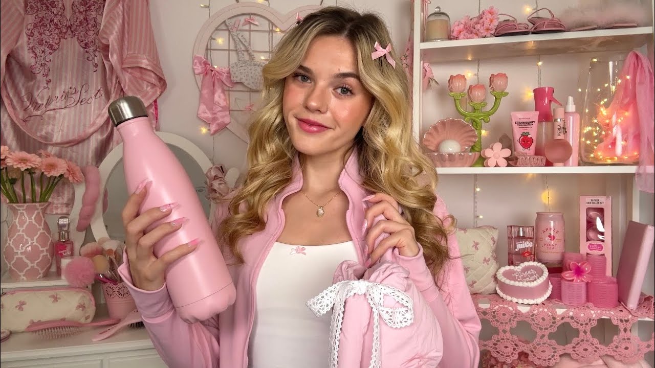 ASMR Giving You A 1h Pink Pilates Princess Makeover 🎀🩰🌷(skincare, hair, makeup, outfit)
