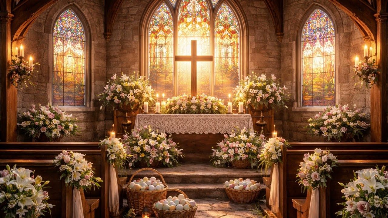 Easter Church Stained Glass | Amazing Grace Piano 3 Hours
