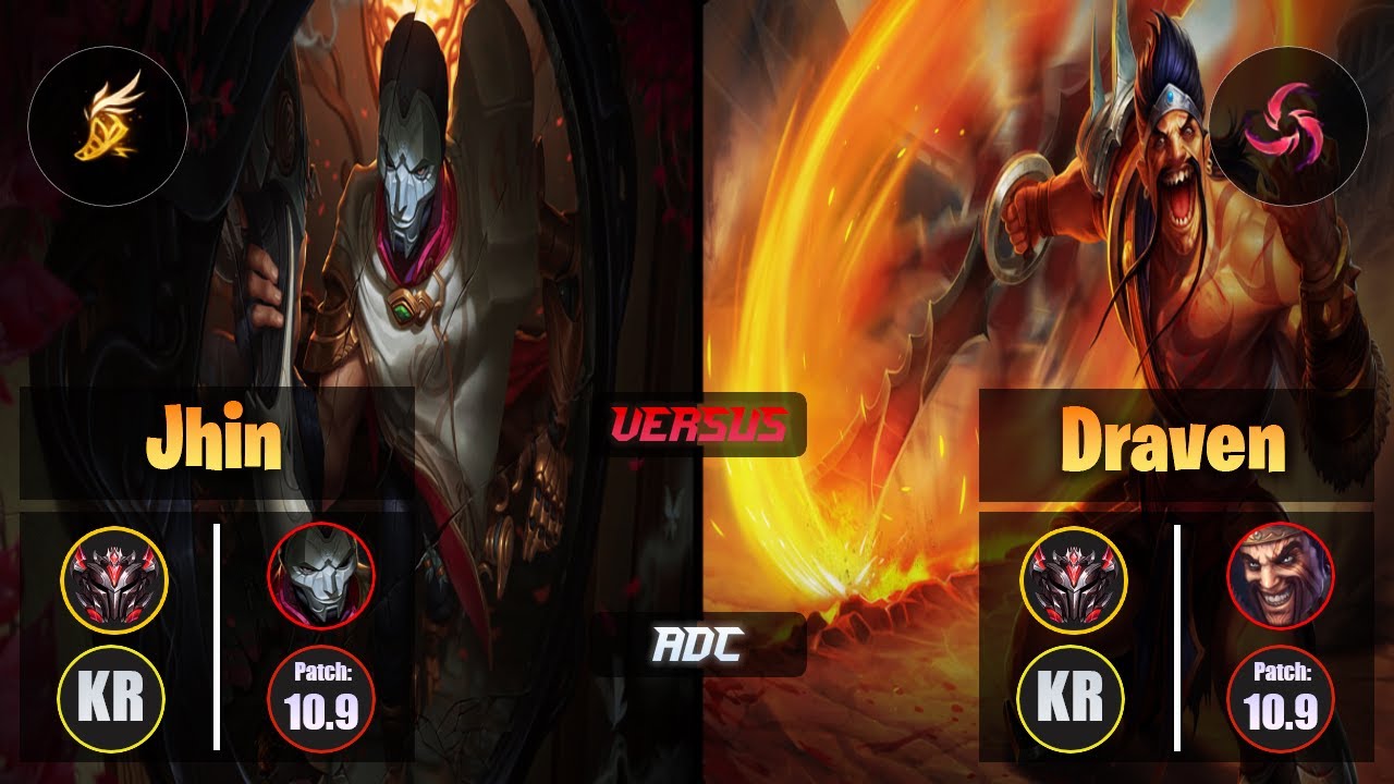 GrandMaster JHIN [Fleet Footwork] (ADC) VS  DRAVEN - Grandmaster KR Patch 10.9
