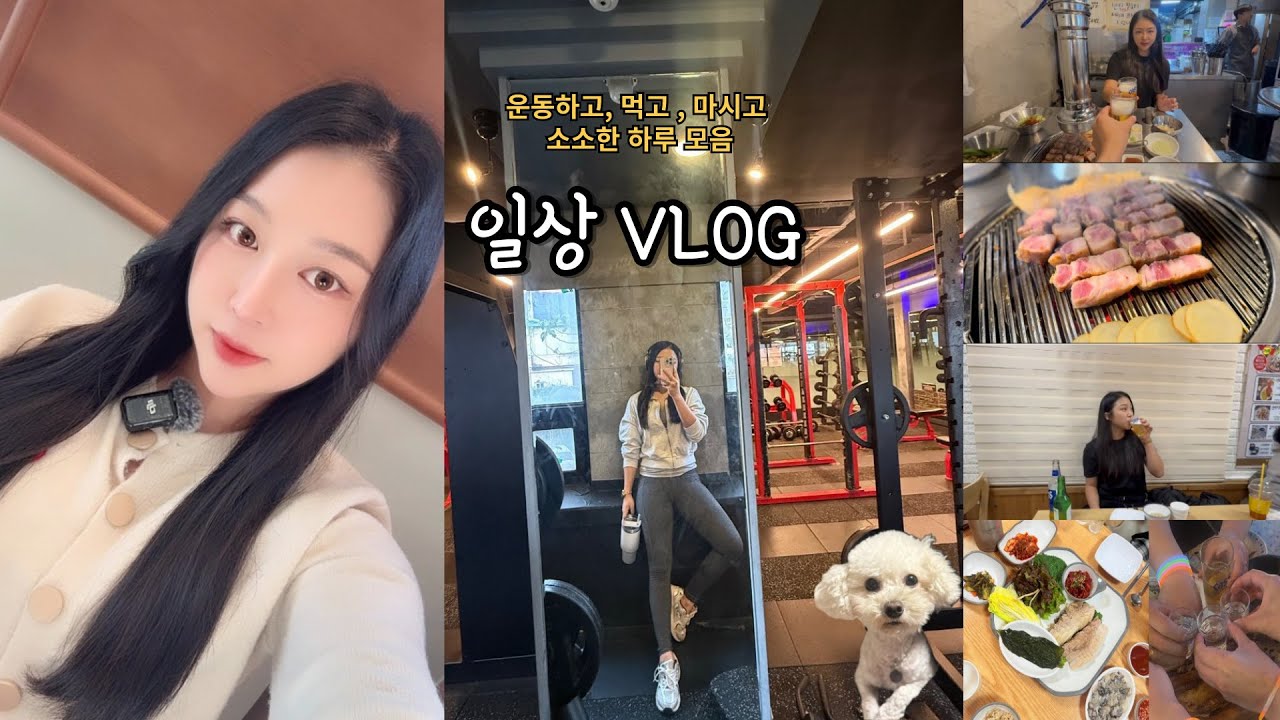 [VLOG] 일상 브이로그 , 운동하고, 먹고, 마시고, 강아지 산책하고, 가족들과 파티하는 강다빈의 하루하루 모음ep1