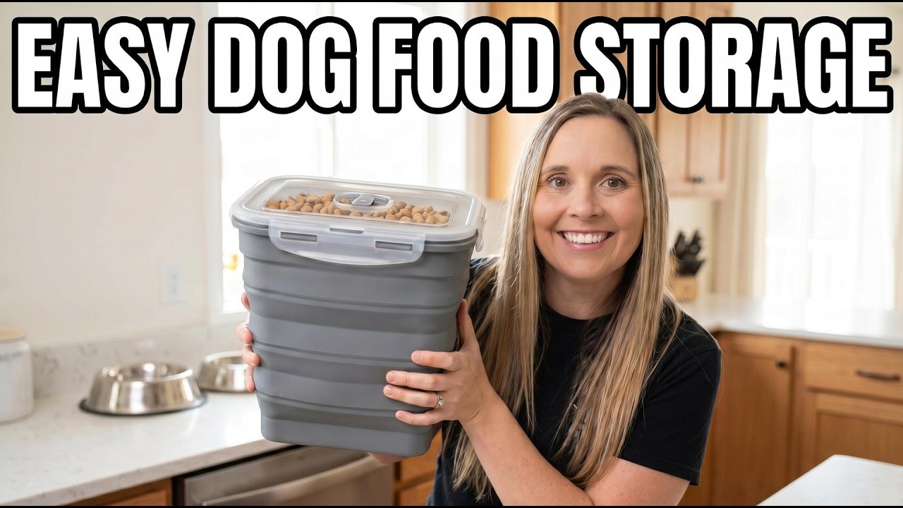 23-25 Lbs Airtight Dog Food Storage Container, Collapsible Dog Food Container with Lid