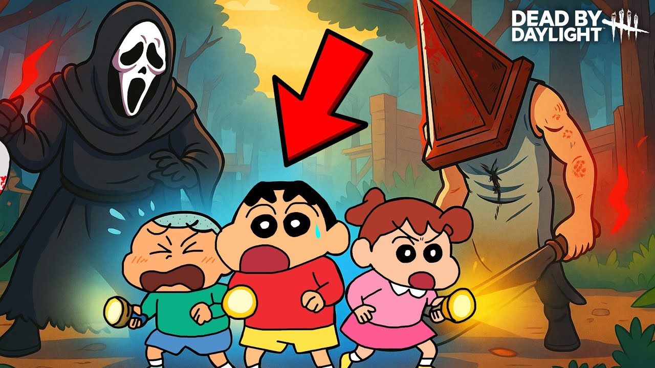 Shinchan VS Ghost Face And Pyramid Head In DBD 😱 | Dead By Daylight 2v8 | Funny Game 😂